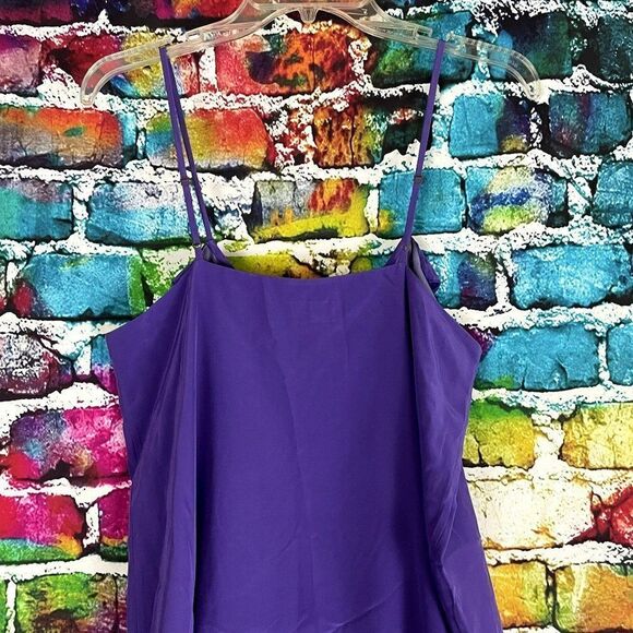Tibi Purple 100% Silk V-Neck Ruffle Spaghetti Strap Dress 10 - Picture 11 of 11